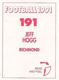 1991 Select AFL Stickers #191 Jeff Hogg Back